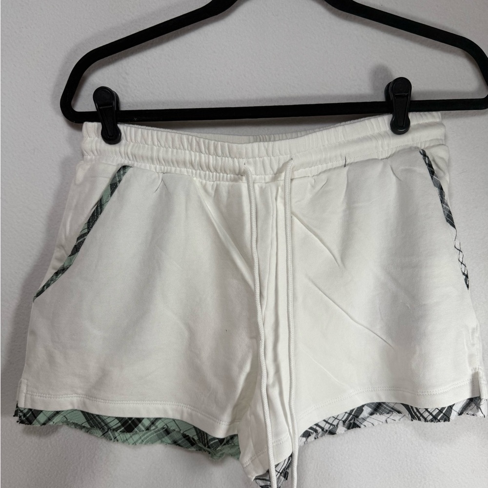 New in packaging Dance & Marvel White Shorts with Plaid Accents